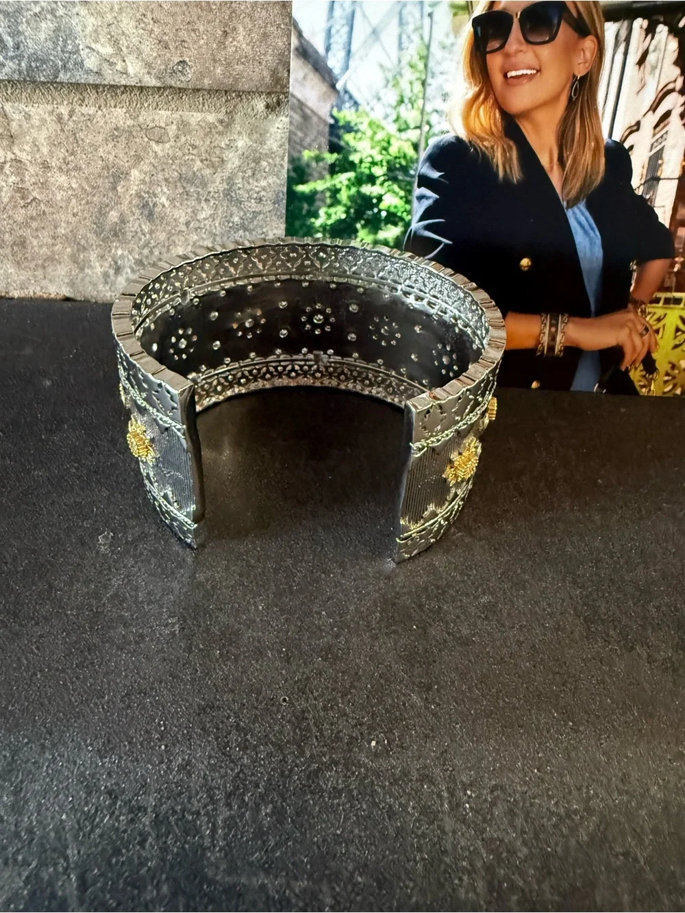 Freida Rothman GORGEOUS Gold & Silver Embellished Cuff Bracelet